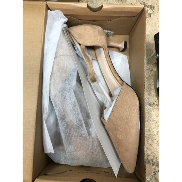 Womens Pointed Toe Pumps D'Orsay Flared Heel - Picture 2 of 2